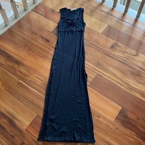 Black stretchy maxi with high slits